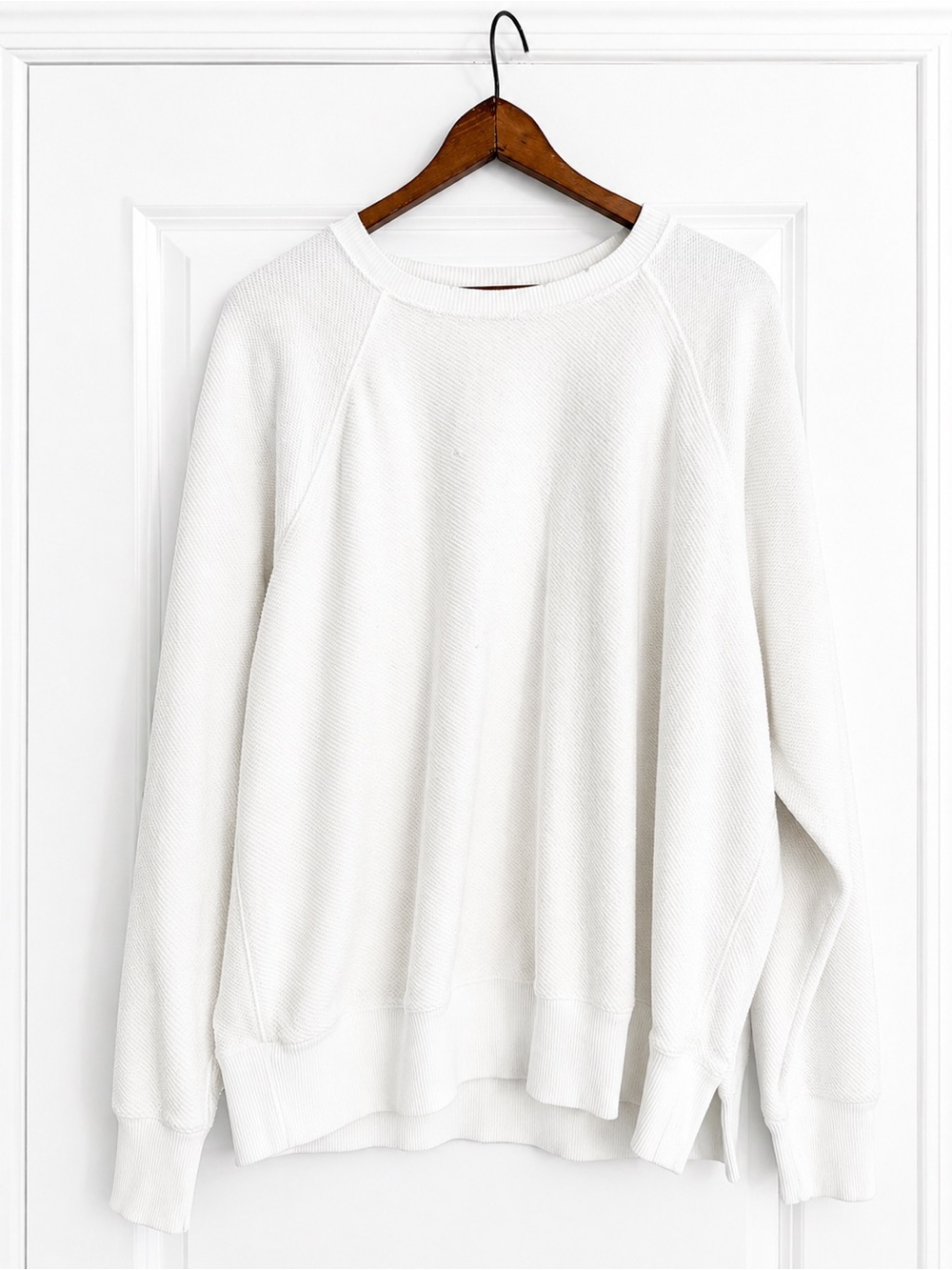 Aerie Oversized Textured Crewneck Sweatshirt Large Waffle Knit Pullover